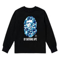 BAPE Style "BY BATHING APE" Camo Ape Head Long-Sleeve Tee - Black/Blue