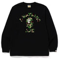 BAPE Style Arch Logo Camo Ape Head Long-Sleeve Tee - Black/Green
