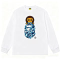 BAPE Style Baby Milo Peeking on Camo Ape Head Long-Sleeve Tee - White/Blue