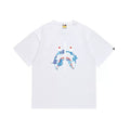 BAPE Style Camo Shark Full-Zip Motif Short-Sleeve Tee - White/Blue