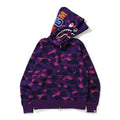 BAPE Style Camo Shark Full-Zip Hoodie - Purple