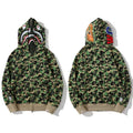 BAPE Style Camo Shark Full-Zip Hoodie - Classic Green