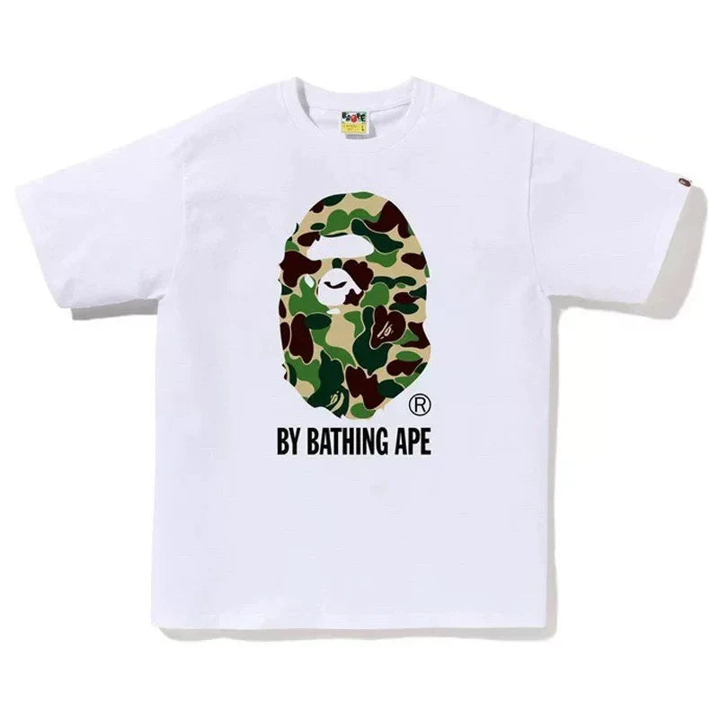 BAPE Style Camo Big Ape Head Short-Sleeve Tee - White/Classic Green