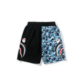 BAPE Style Split-Color Camo Shark Casual Shorts - Black/Blue