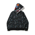 BAPE Style Space Galaxy Shark Full-Zip Hoodie - Black Multi