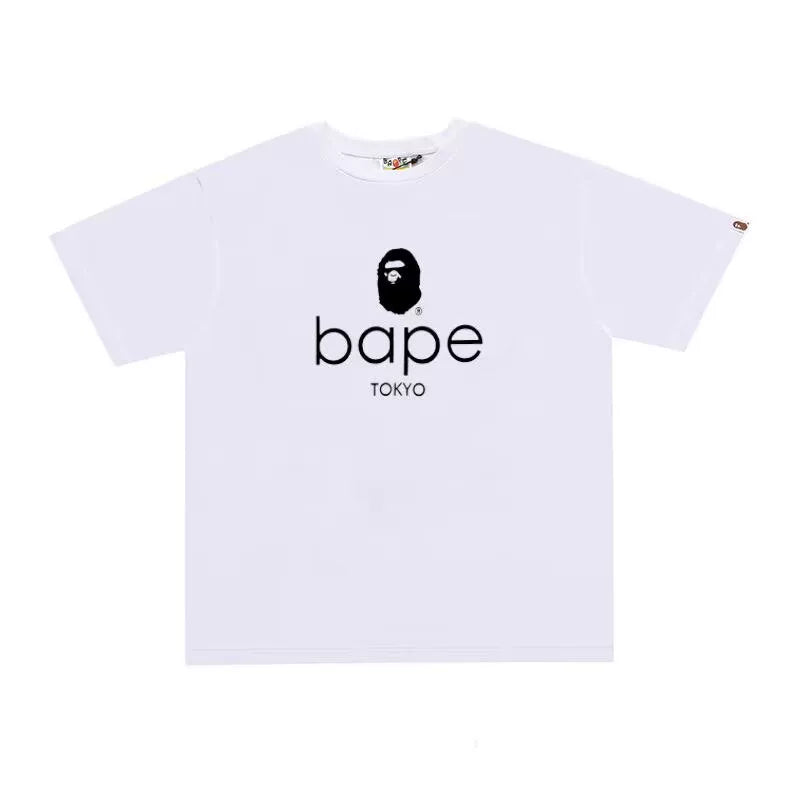 BAPE Style Minimalist Tokyo Logo Short-Sleeve Tee - White