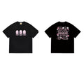 BAPE Style Cherry Blossom Ape Head Graphic Short-Sleeve Tee - Black