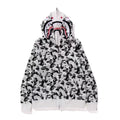 BAPE Style Camo Shark Full-Zip Hoodie - Black/White/Grey