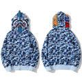 BAPE Style Camo Shark Full-Zip Hoodie - Light Blue