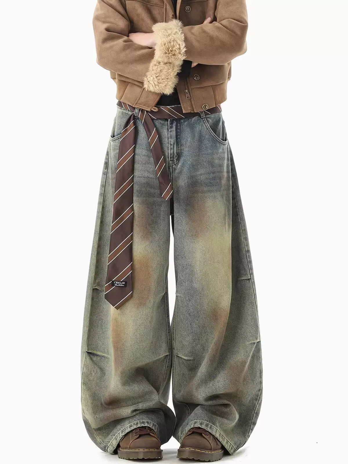 Cross border fashion retro wide leg jeans for women, American style distressed washed loose pants, hanging straight leg micro flared pants