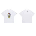 BAPE Style Cartoon Graffiti Graphic Short-Sleeve Tee - White
