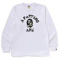 BAPE Style Arch Logo Monochrome Camo Ape Head Long-Sleeve Tee - White