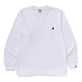 BAPE Style Minimalist Embroidered Ape Head Long-Sleeve Tee - Solid White