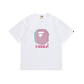 BAPE Style Glitch Colorblock Ape Head Short-Sleeve Tee - White