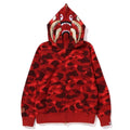BAPE Style Camo Gold Shark Teeth Full-Zip Hoodie - Red