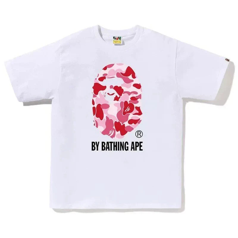 BAPE Style Camo Big Ape Head Short-Sleeve Tee - White/Pink
