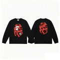 BAPE Style Big Camo Ape Head Long-Sleeve Tee - Black/Red
