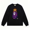 BAPE Style Baby Milo Peeking on Camo Ape Head Long-Sleeve Tee - Black/Purple