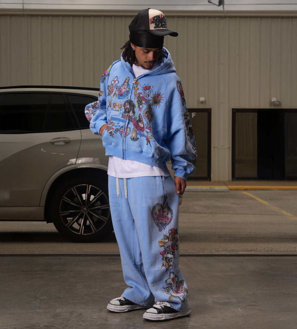 Righteous Risen King Zip Up Hoodie Blue