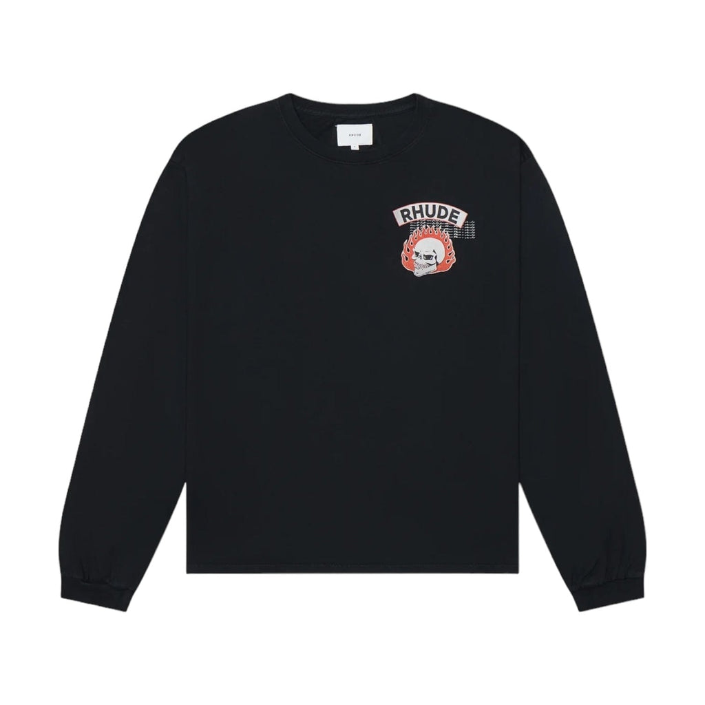 Rhude 92 Rally Long Sleeve Tee Shirt Vintage Black