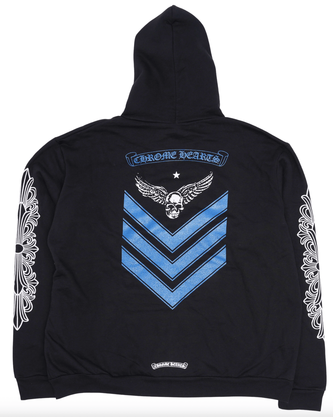 Chrome Hearts x Foti Mahalia Horseshoe Floral Logo Zip Up Hooded Sweatshirt Black Blue White