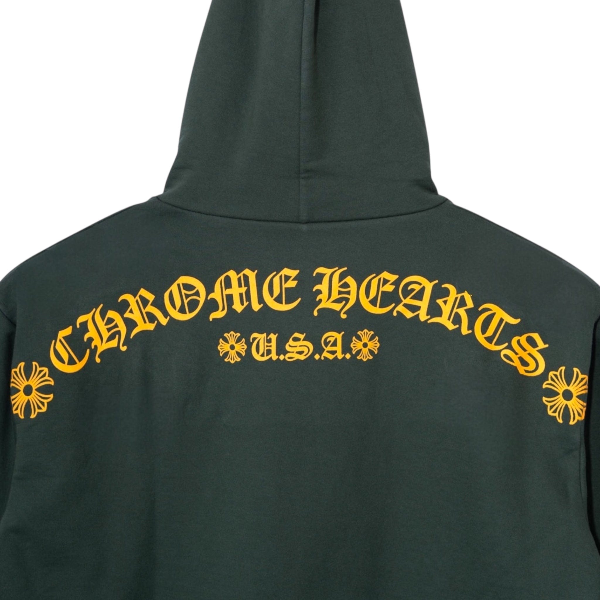Chrome Hearts Shoulder Logo Hooded Sweatshirt Green Gold