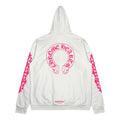 Chrome Hearts Horseshoe Floral Logo Hooded Sweatshirt White Pink