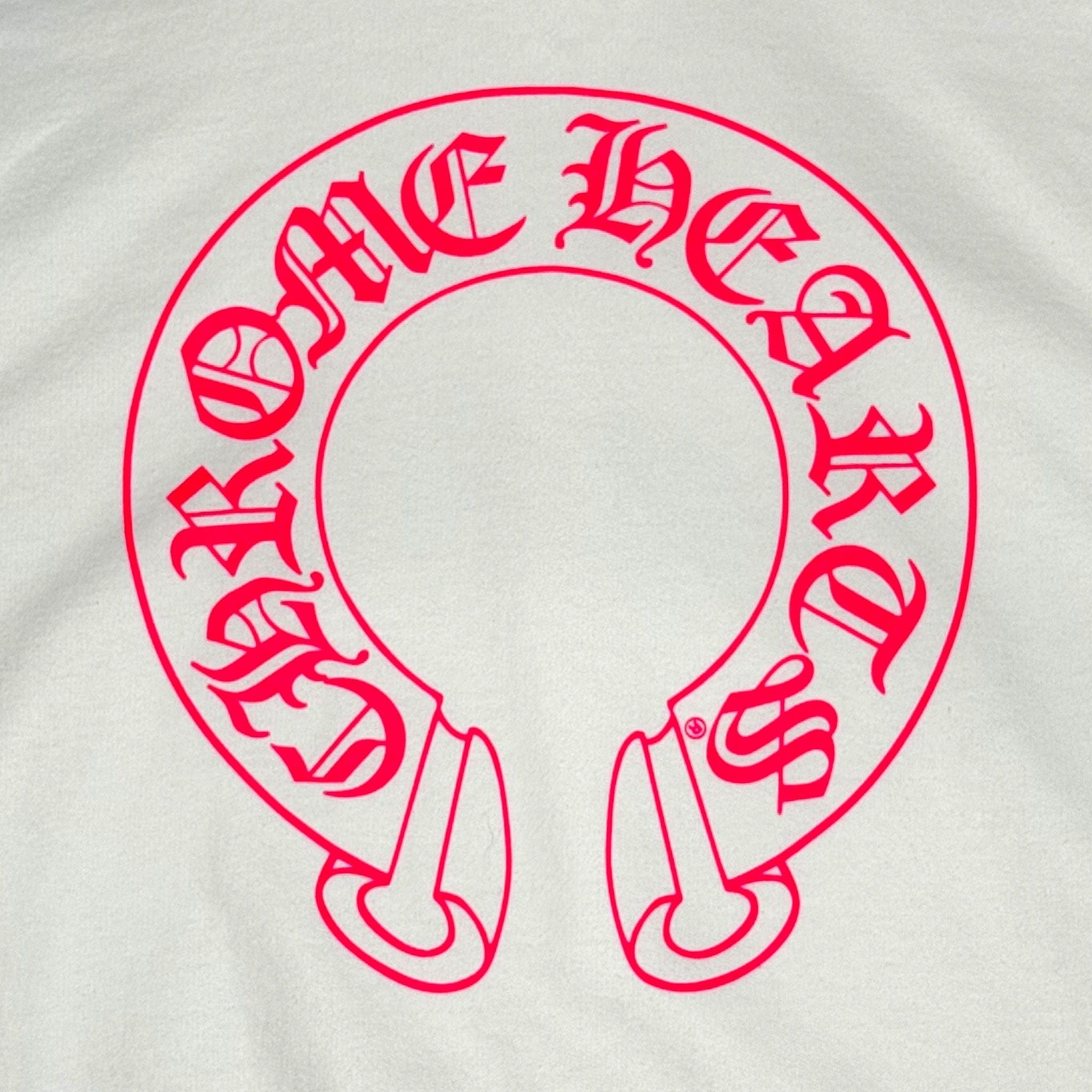 Chrome Hearts Horseshoe Floral Logo Hooded Sweatshirt White Pink