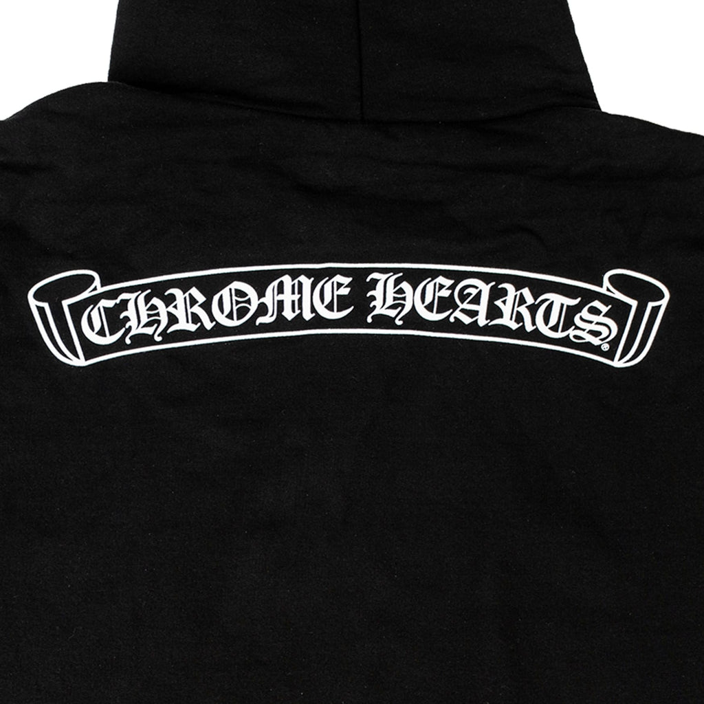 Chrome Hearts Scroll Logo Hooded Sweatshirt Black White