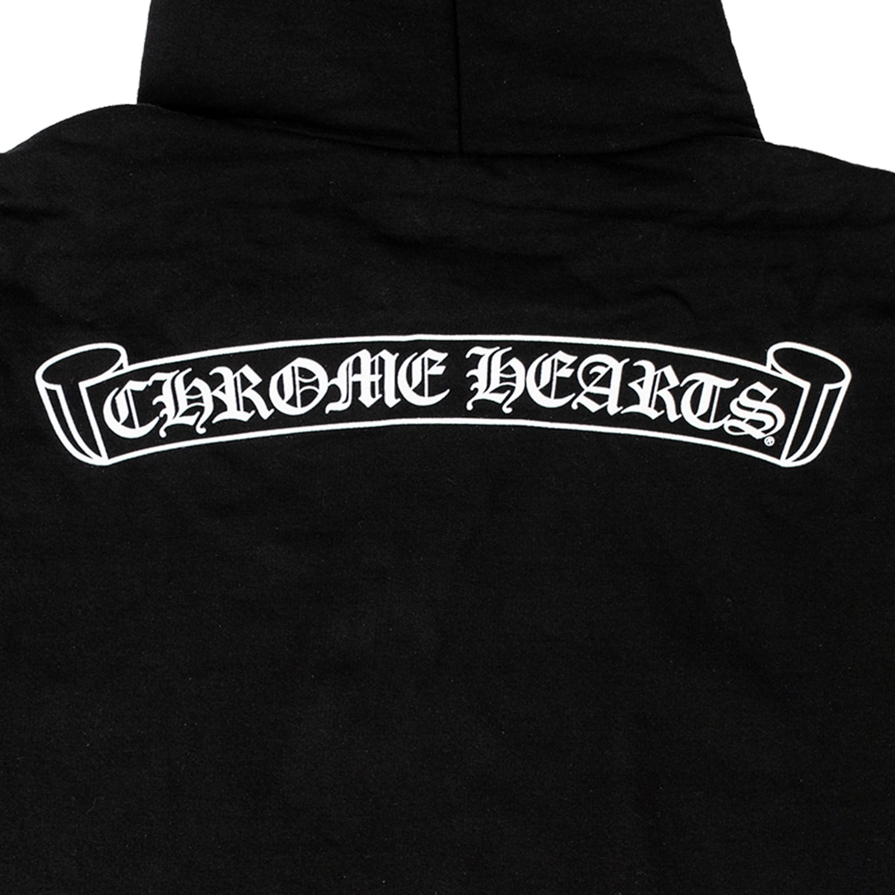 Chrome Hearts Scroll Logo Hooded Sweatshirt Black White