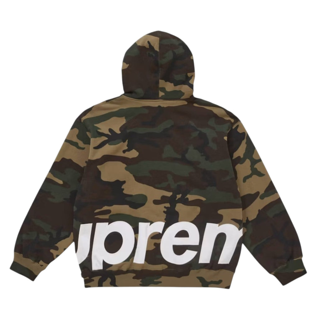 Supreme Big Logo Zip Up Hooded Sweatshirt Woodland Camo
