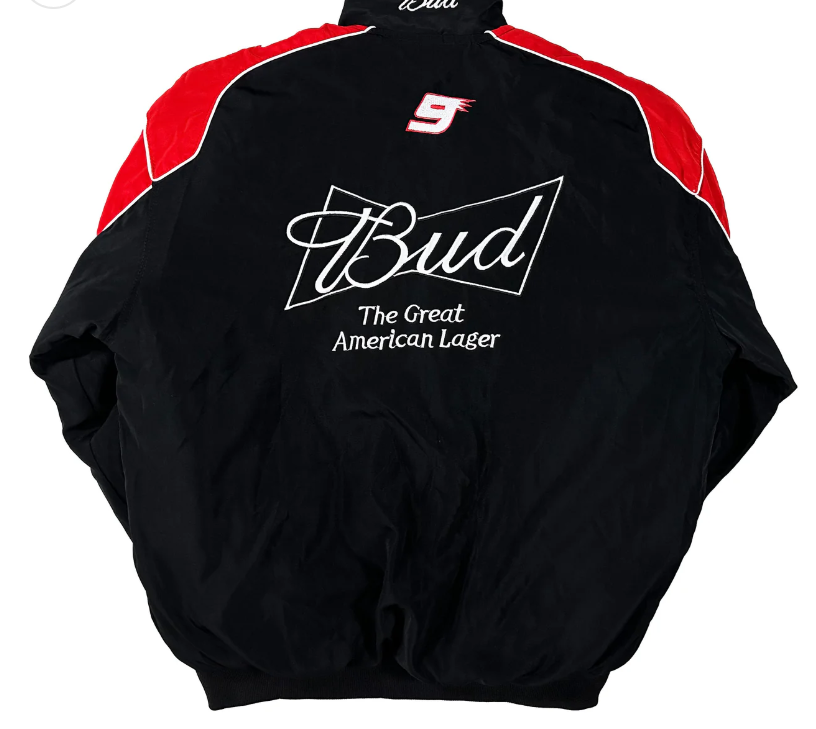 F1 Budweiser Embroidered Vintage Racing Jacket Black