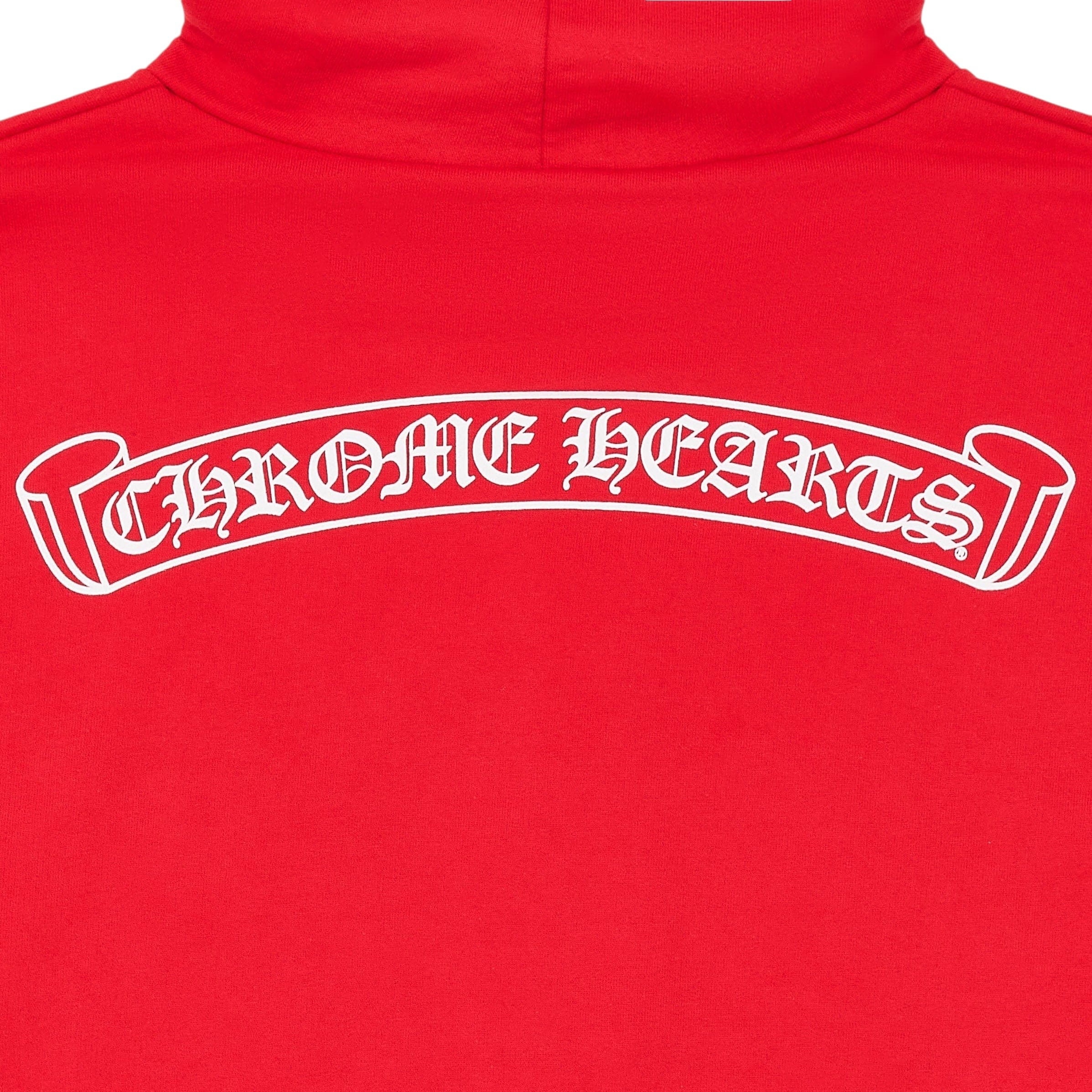 Chrome Hearts Scroll Logo Hooded Sweatshirt Red White