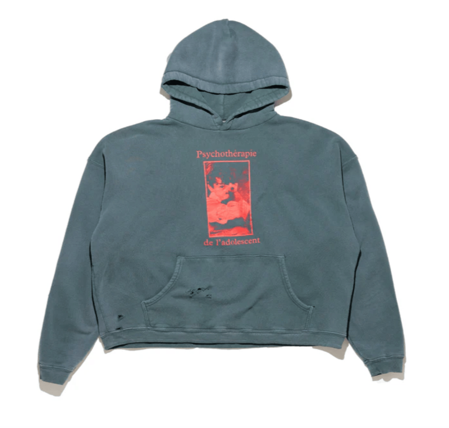 Enfants Riches Déprimés Psychotherapie De L'Adolescent Hooded Sweatshirt Antique Green Red