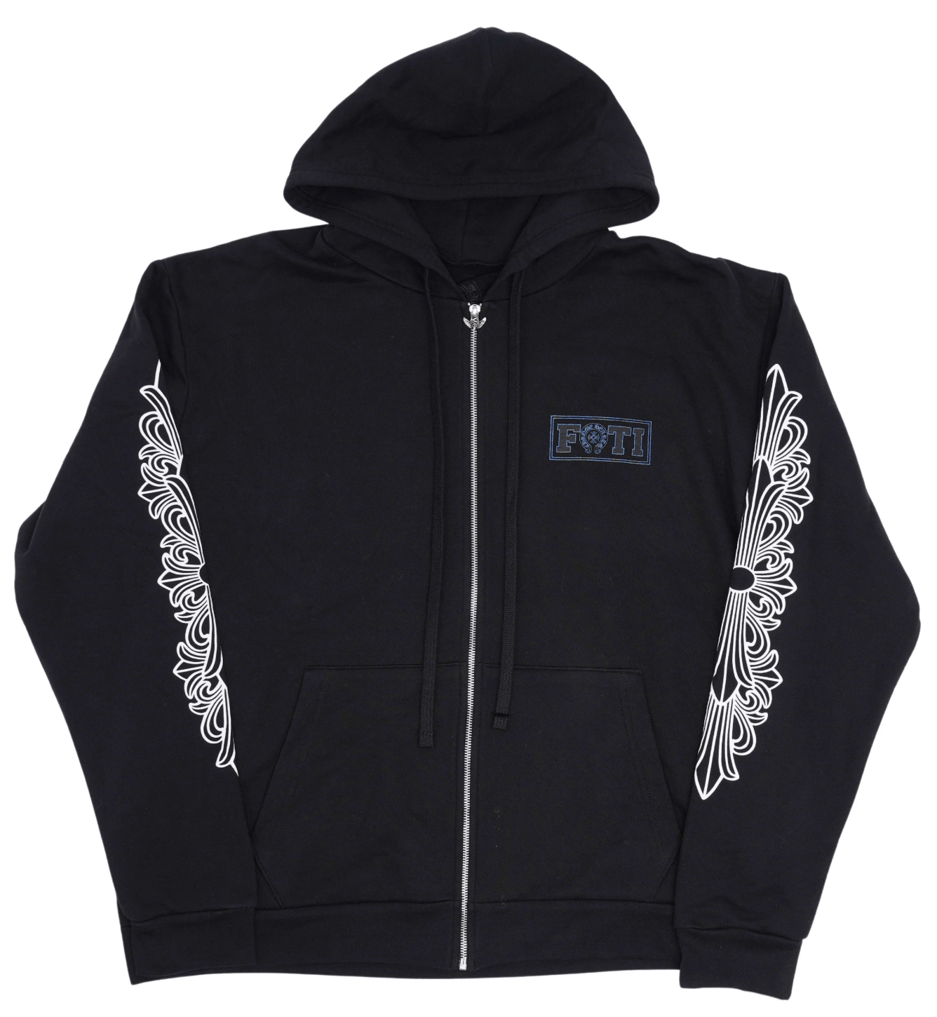 Chrome Hearts x Foti Mahalia Horseshoe Floral Logo Zip Up Hooded Sweatshirt Black Blue White