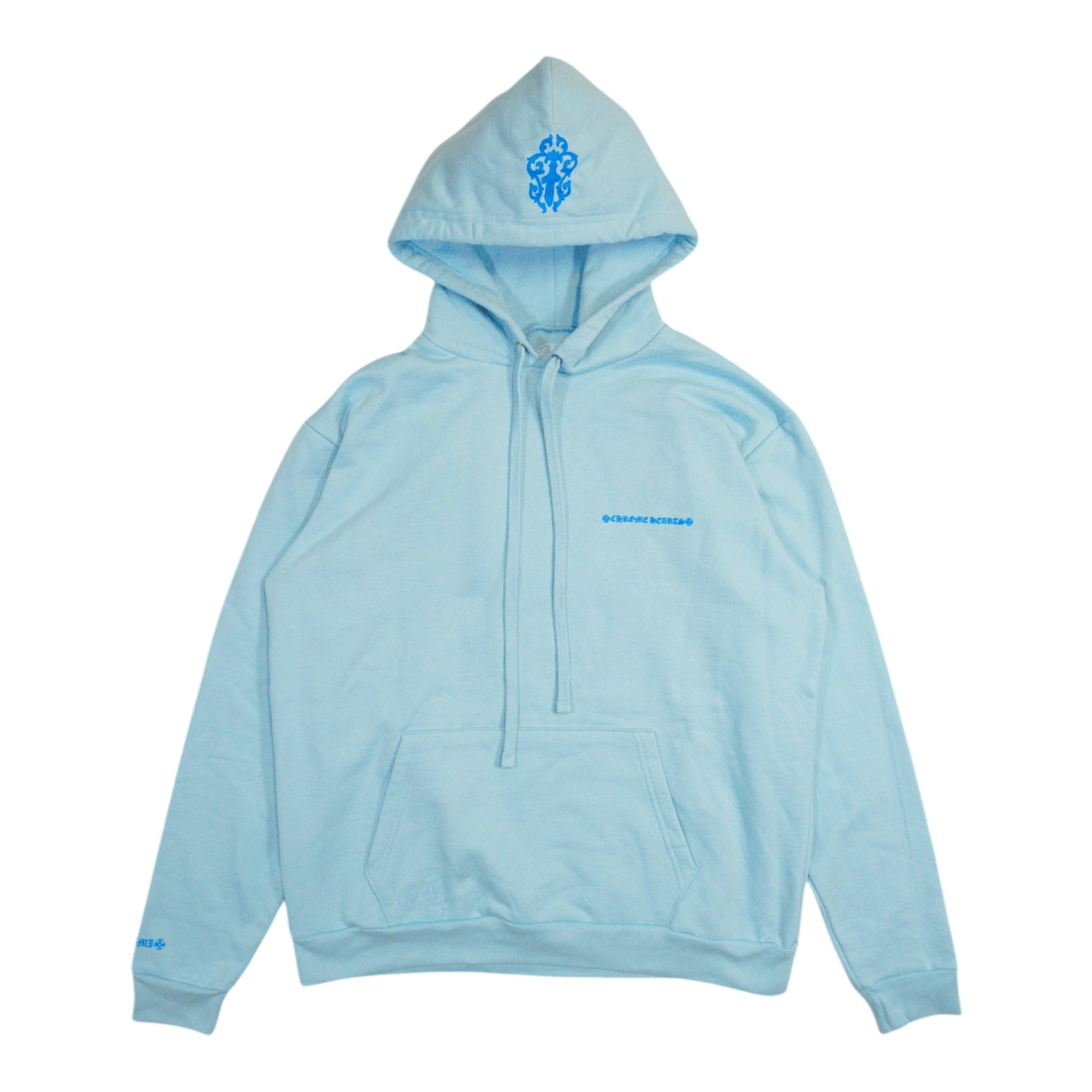 Chrome Hearts Miami Art Basel Exclusive Dagger Logo Hooded Sweatshirt Baby Blue Blue