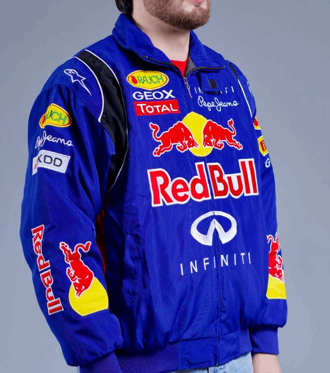 F1 RedBull Embroidered Vintage Racing Jacket Blue