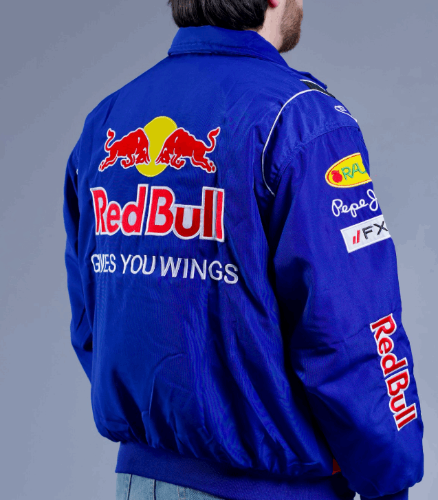 F1 RedBull Embroidered Vintage Racing Jacket Blue