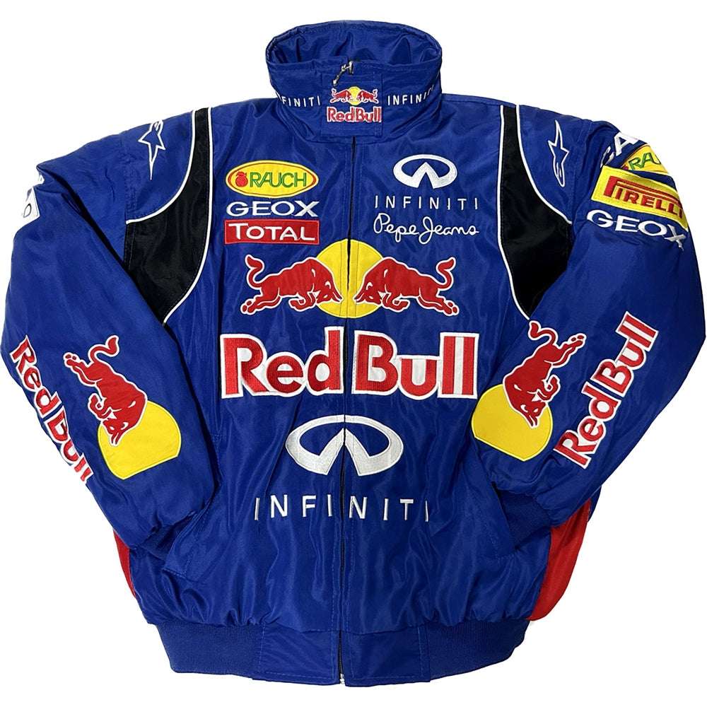 F1 RedBull Embroidered Vintage Racing Jacket Blue