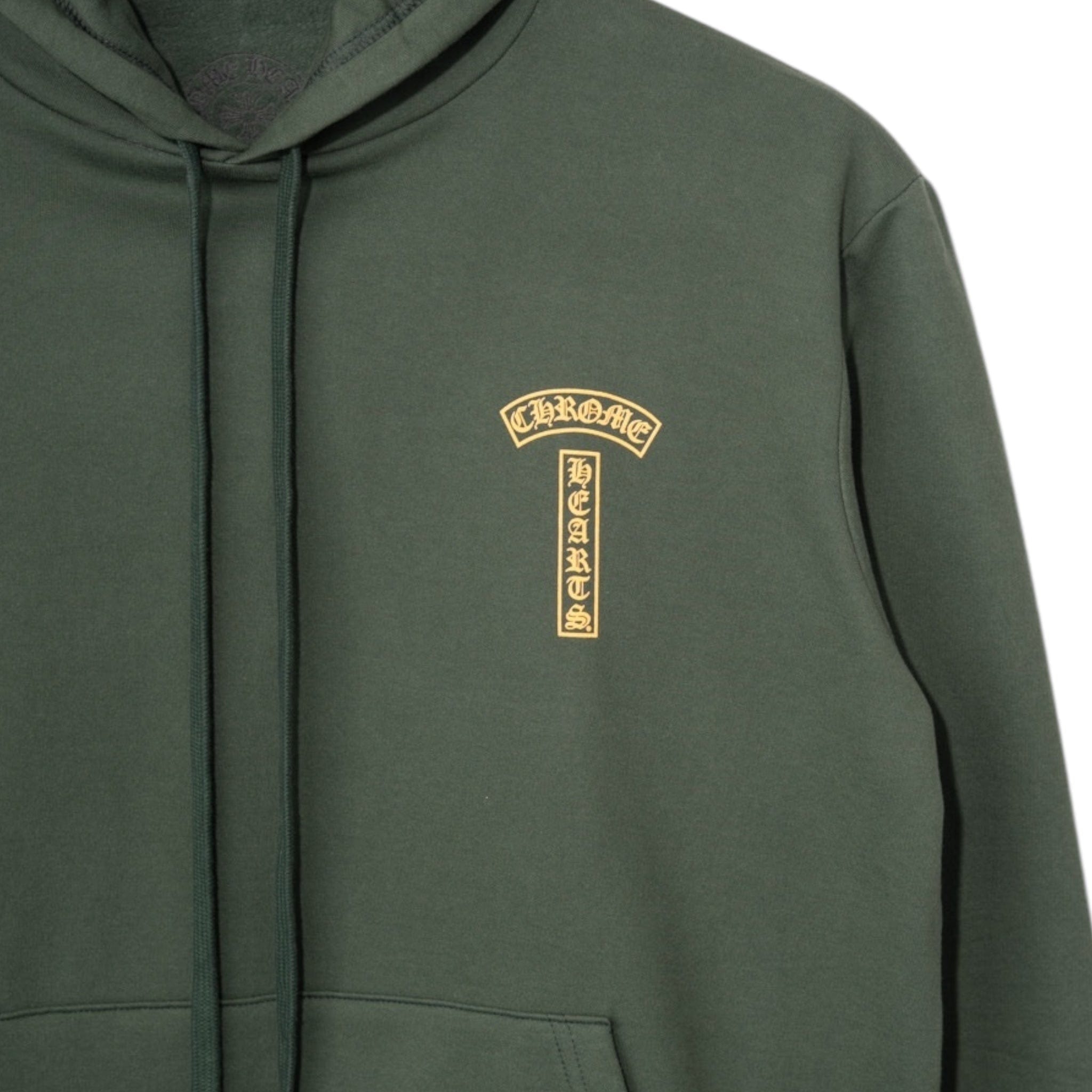 Chrome Hearts Shoulder Logo Hooded Sweatshirt Green Gold