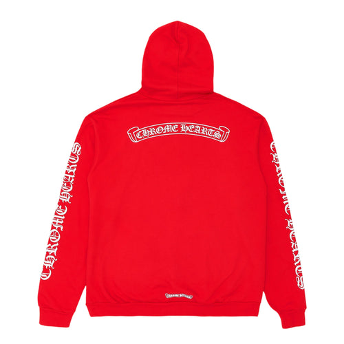 Chrome Hearts Scroll Logo Hooded Sweatshirt Red White