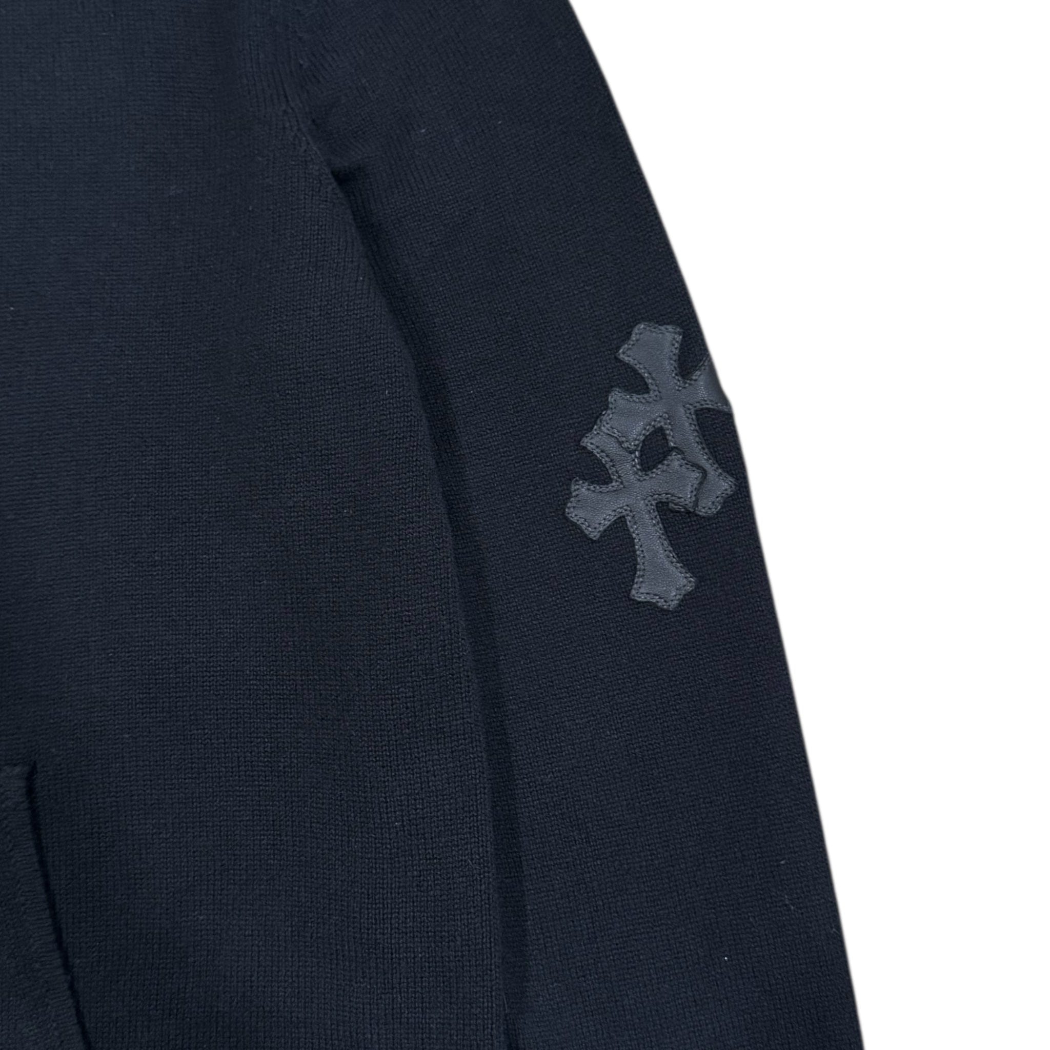 Chrome Hearts Leather Cross Patch Cashmere Hooded Sweatshirt Black