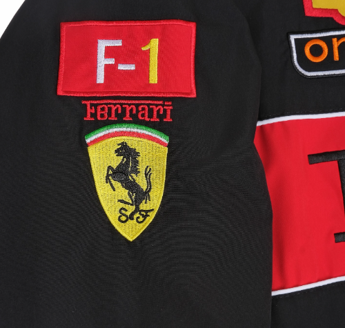F1 Ferrari Embroidered Vintage Racing Jacket Black