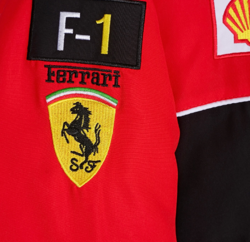 F1 Ferrari Embroidered Vintage Racing Jacket Red