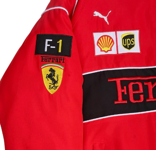 F1 Ferrari Embroidered Vintage Racing Jacket Red