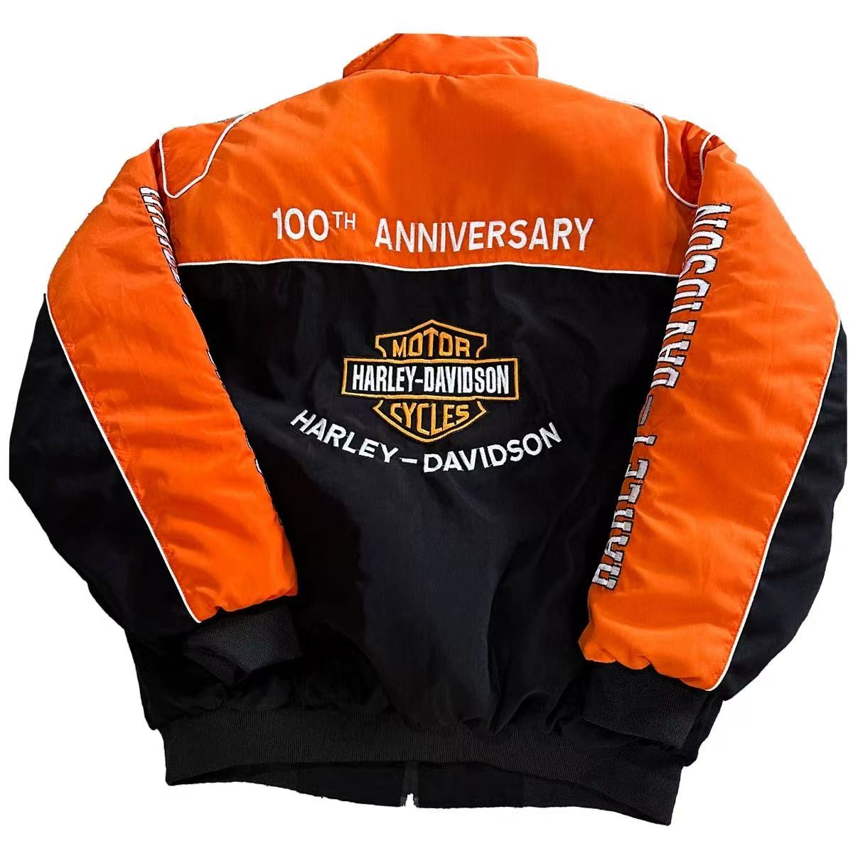 Harley Davidson Orange Embroidered Vintage Racing Jacket