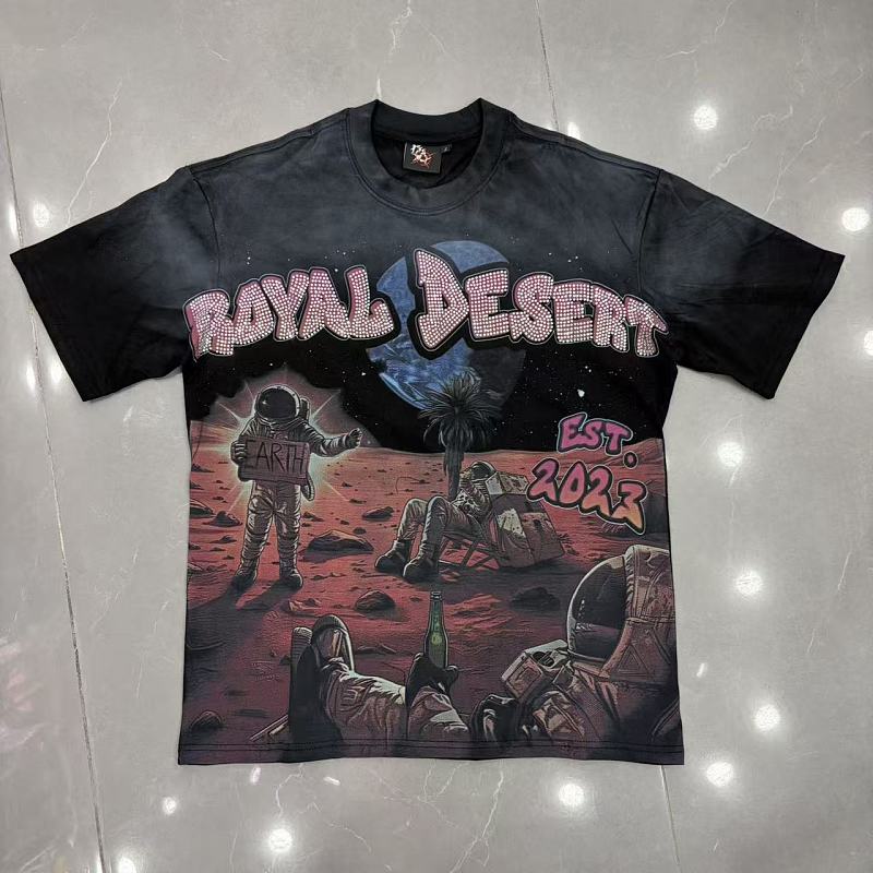 ROYAL DESERT Vintage Graphic Black T‑Shirt