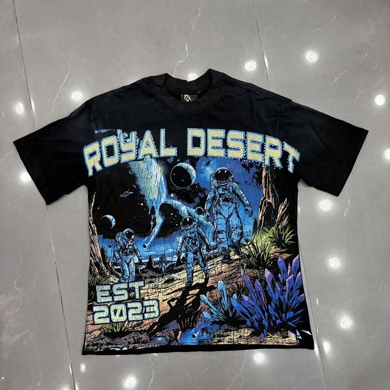ROYAL DESERT Astronaut Vintage Black T‑Shirt