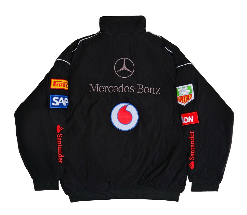 F1 Mercedes-Benz Black Embroidered Vintage Racing Jacket