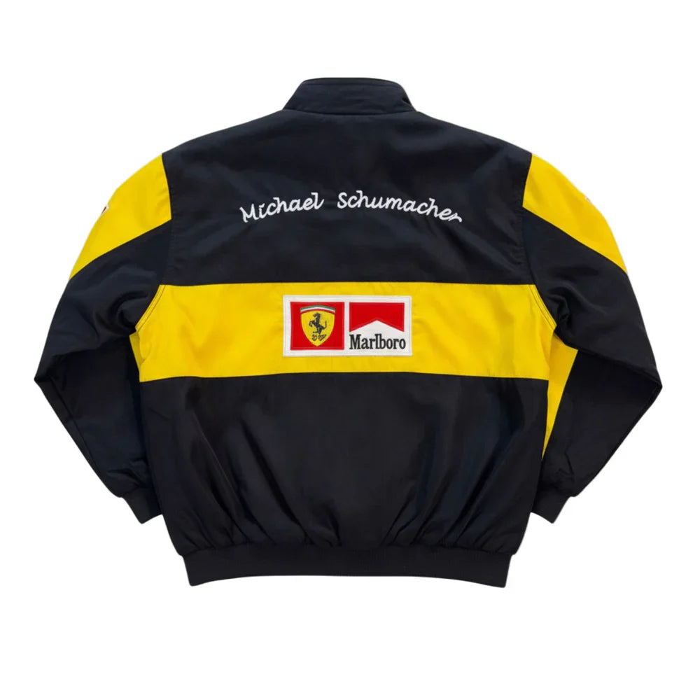 F1 Yellow Ferrari Embroidered Vintage Racing Jacket